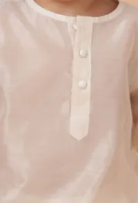 Set Of 2: Off-White Chanderi Kurta & Pajama image 4