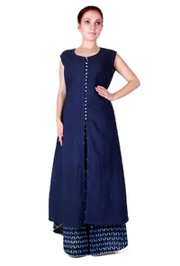 Navy Blue- Indigo button anarkali image 1