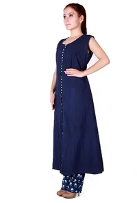 Navy Blue- Indigo button anarkali image 3