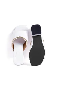 Classic White Chain Cruelty-Free Leather Heels image 4