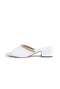 Classic White Chain Cruelty-Free Leather Heels image 6