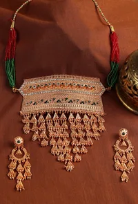 Bridal Rajwadi Kundan Necklace Earrings Set image 1