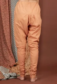 Set Of 2: Ishani Peach Hand Block Printed Gathered Mulmul Kurta & Churidar image 4