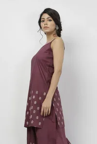 Iya Purple Hand-Block Printed Cotton Slip image 3