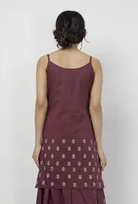 Iya Purple Hand-Block Printed Cotton Slip image 4