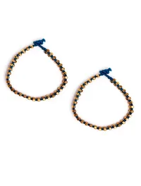 Set Of 2- Farheen Blue Thread And German Silver Anklets image 2