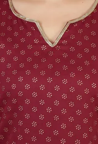 Maroon Hand Block Printed Straight Kurta image 6