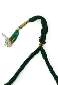 Ethnic Three-Line Moti Mala Choker Set With Adjustable Neck Dori And Antique Tops image 5