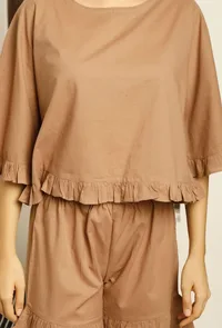 Set of 2 : Cocoa Brown Cotton Top and shorts image 6