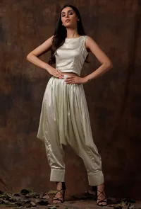 Set of 2 : Mint Green Satan Slip Blouse and Dhoti Pants image 1