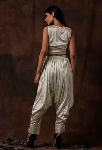 Set of 2 : Mint Green Satan Slip Blouse and Dhoti Pants image 5