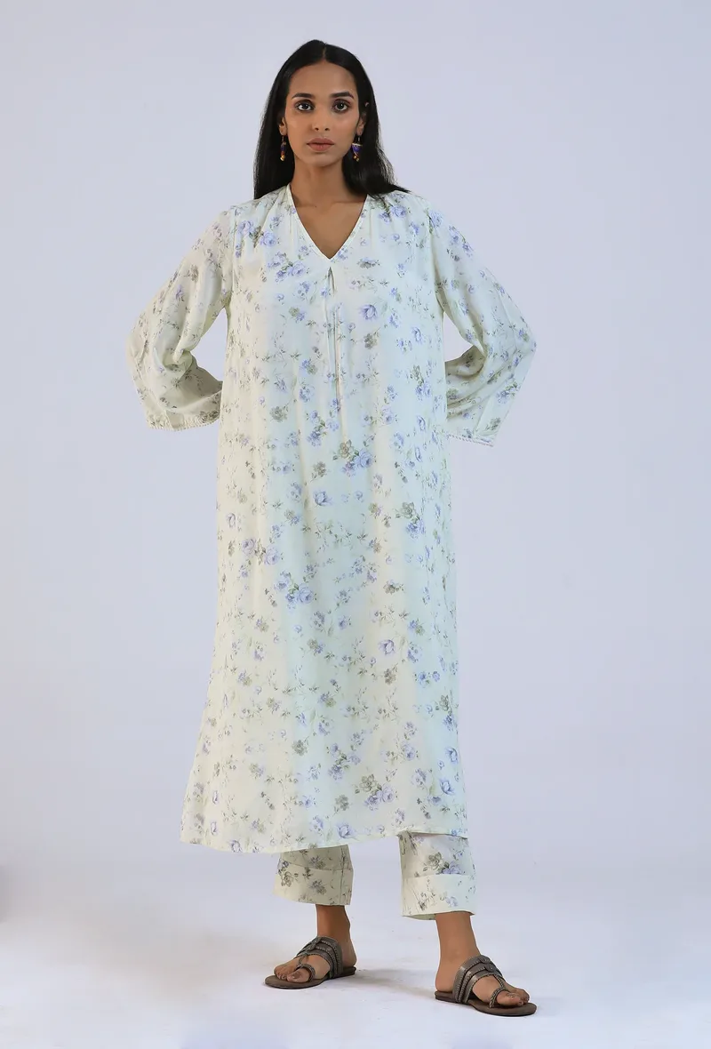 Off White Viscose Cotton Kurta