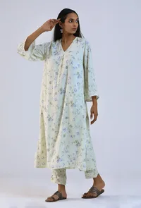 Off White Viscose Cotton Kurta image 2