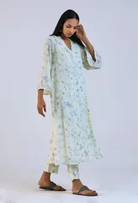 Off White Viscose Cotton Kurta image 3