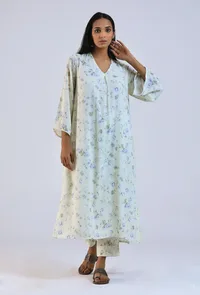 Off White Viscose Cotton Kurta image 4