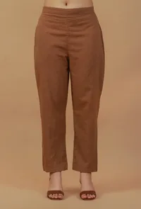 Set of 2: Coffee Brown Straight Kurta with Matching Pants image 3