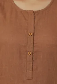 Set of 2: Coffee Brown Straight Kurta with Matching Pants image 6