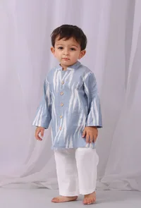 Powder Blue Ikat Full Sleeves Shirt image 1