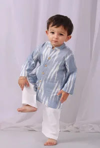 Powder Blue Ikat Full Sleeves Shirt image 2