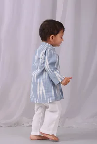 Powder Blue Ikat Full Sleeves Shirt image 3