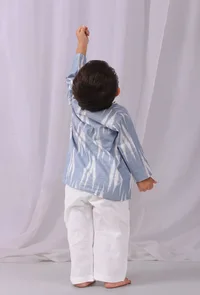 Powder Blue Ikat Full Sleeves Shirt image 4