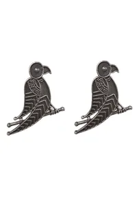 Parrot Textured Silver Stud Earrings image 3