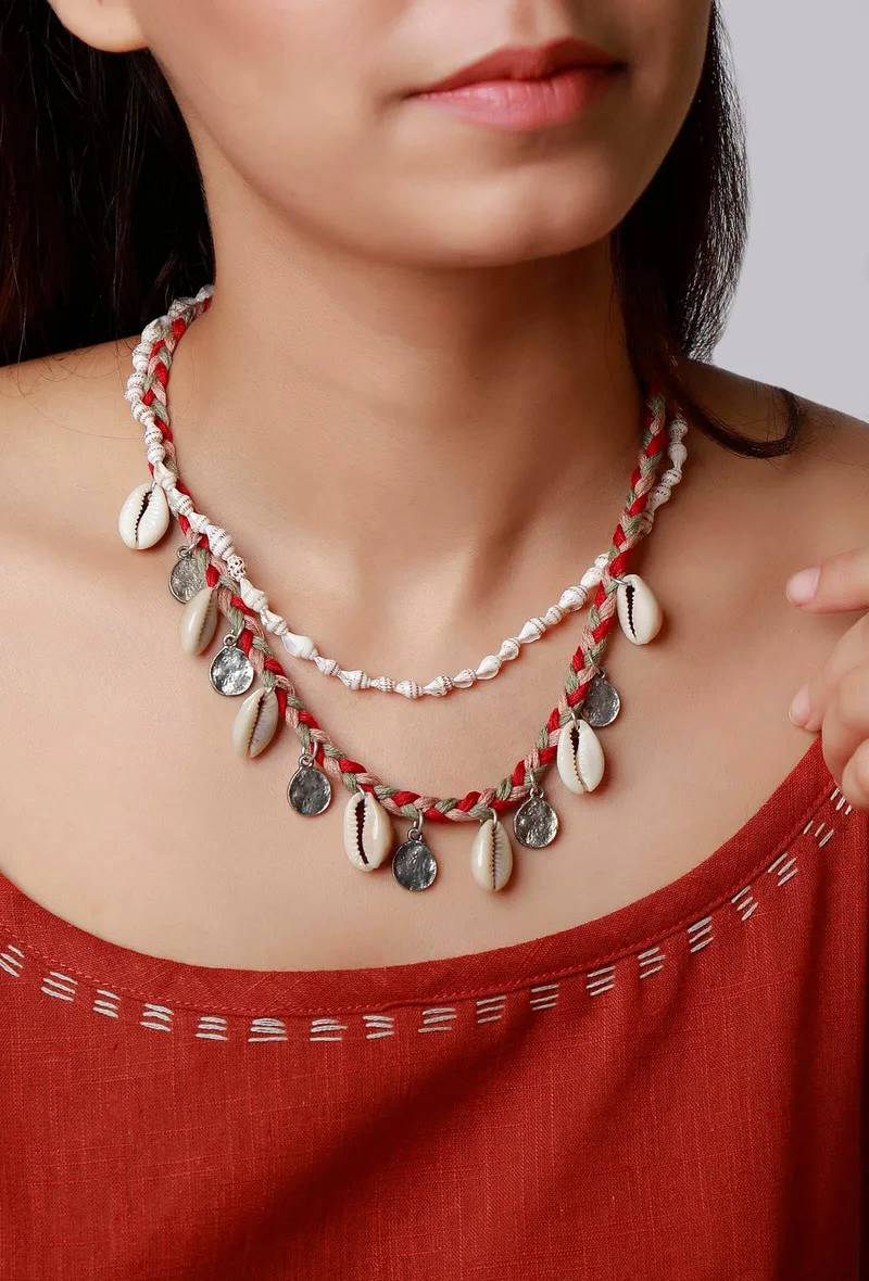 German Silver Cowrie Shell Necklace