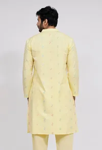 Yellow Dobby Button Down Kurta image 4