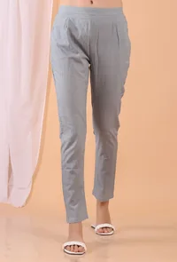 Cadet Blue Grey Cotton Pants image 1