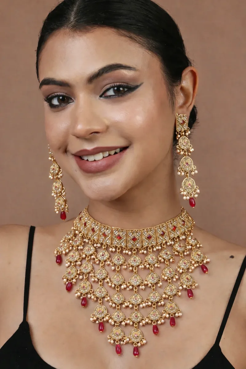 Rajwada Ruby Jhumar Choker