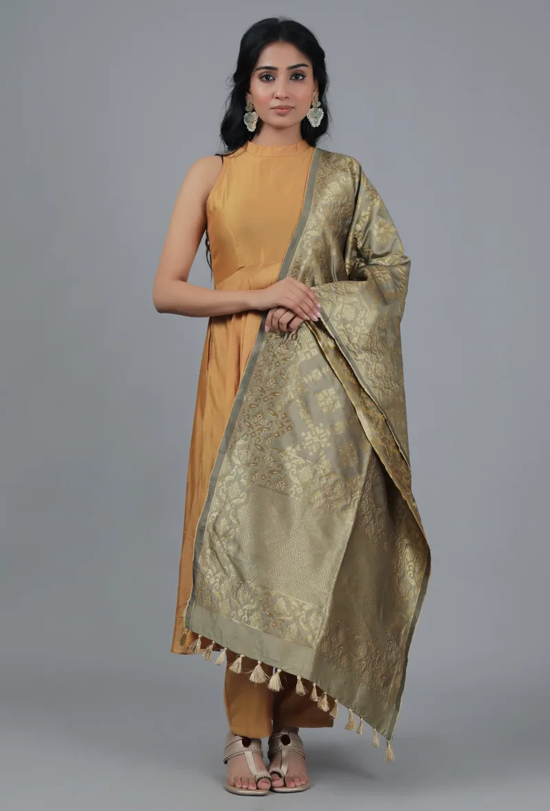 Mist Green Chanderi Brocade Dupatta