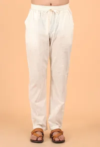 Cream Cotton Mulmul Short Kurta & White Pant image 4