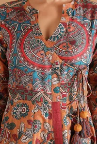 Set Of 2: Saarang Allover Kalamkari Angrakha Kurta With Chooridar image 5