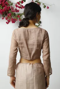 The Rustic Pastel Pink Kota Doria Blouse image 3