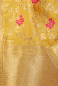 Yellow Color Semi Silk Dupatta With Zari Weaving image 5