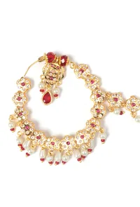 Rajwadi Ruby Kundan Pearl Nath image 3