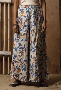 Set of 2: Long Blue Cotton Kurta and Pallazos image 3