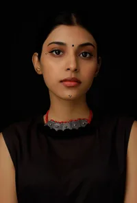 Black Pom Pom Handcrafted Tribal Necklace image 1