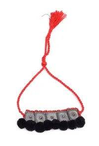 Black Pom Pom Handcrafted Tribal Necklace image 2