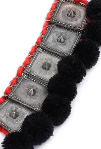 Black Pom Pom Handcrafted Tribal Necklace image 3