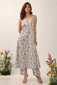 Set Of 2: Lilybeth Floral Chintz Aline Kurta Dress With Narrow Fit Pants image 1