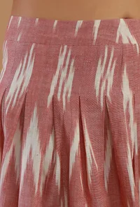 Set of 2: Pink Ikat Cotton Crop Top & Pleated Skirt Co-ord Set image 6