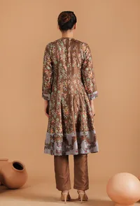 Set Of 2: Tamali Allover Kalamkari Kalidar Flared Kurta With Narrow Fit Pants image 2