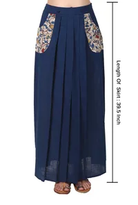 Navy Blue Pure Cotton Stitched Saree With Detachable Kalamkari Pallu image 6