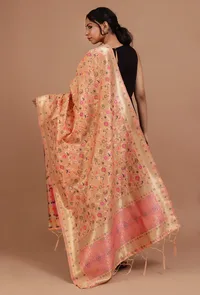 Light Pink Color Semi Silk Dupatta With Zari Weaving image 4