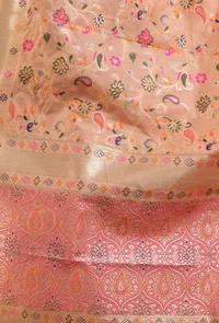 Light Pink Color Semi Silk Dupatta With Zari Weaving image 5