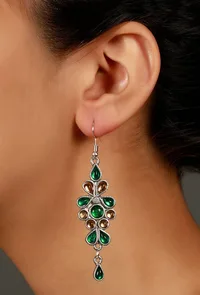 Yellow-Green Afghan German Silver Earrings image 1