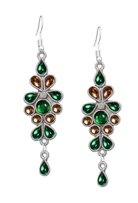 Yellow-Green Afghan German Silver Earrings image 2