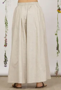 Beige Cotton Khaadi Flared Pants image 4