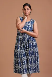 Blue Color Cotton Printed Dress image 3